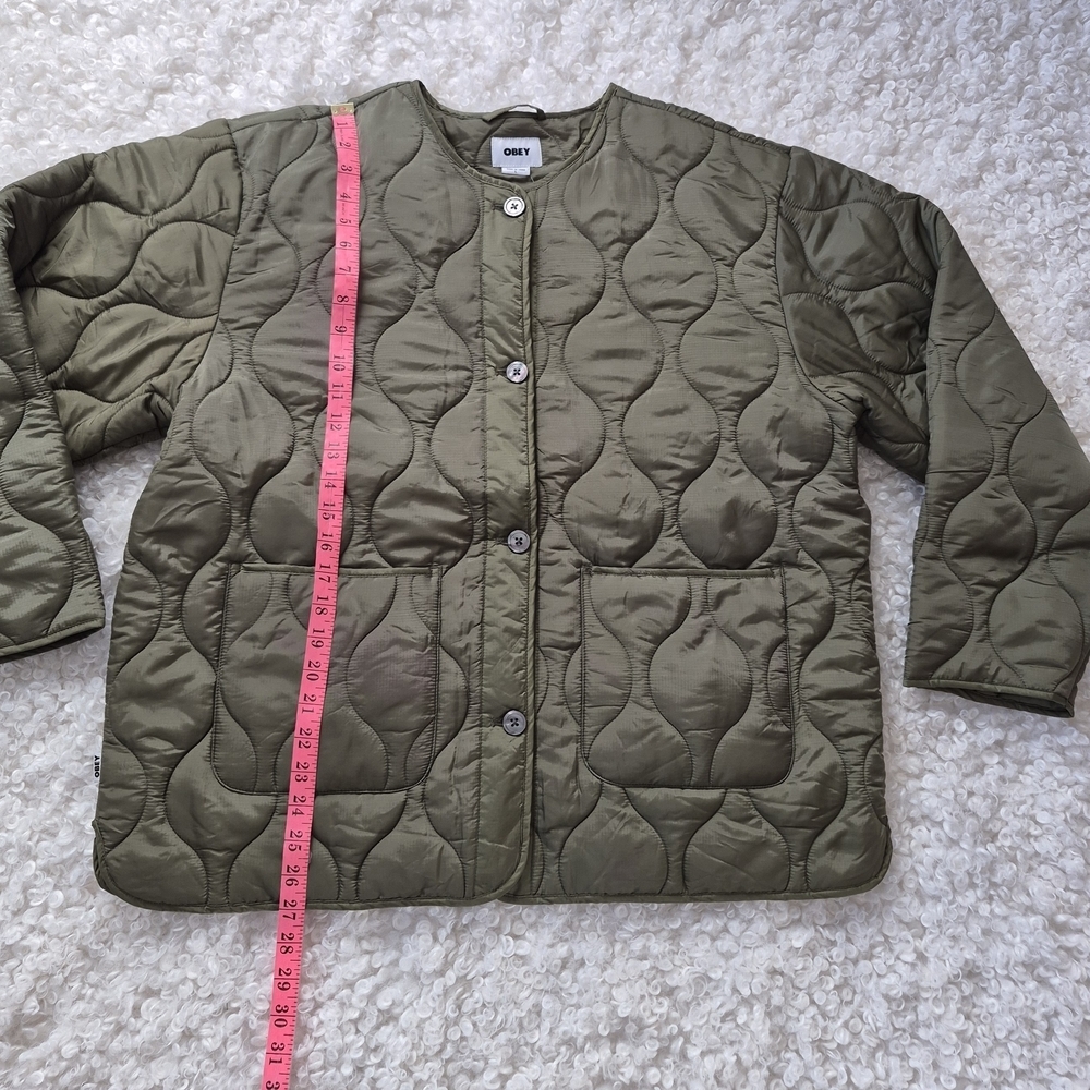 BNWT Obey Wicked World Quilted Liner Jacket Green L Utility Streetwear Graphic - Picture 8 of 16